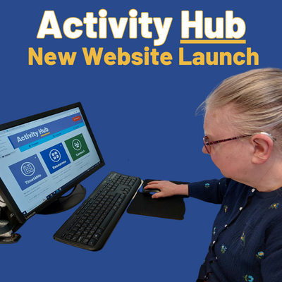 an image of a woman looking at the activity hub homepage