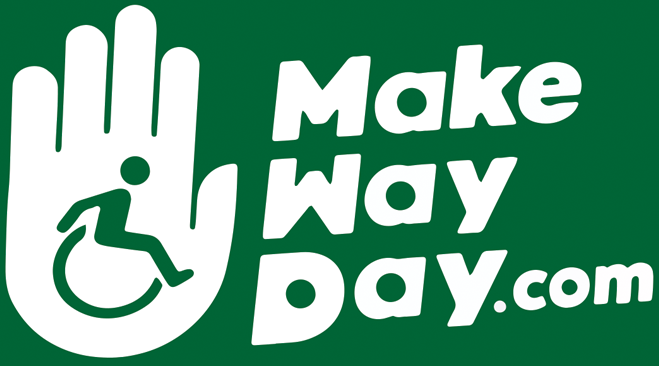 Green background with a graphic hand and person in a wheelchair.