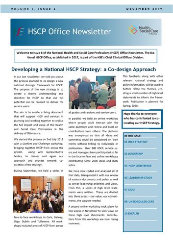 National HSCP Office Newsletter - Issue 6 - December 2019