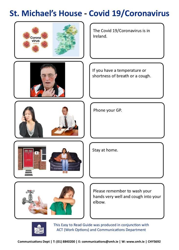 Easy to Read Guide Coronavirus/COVID19 12 March 2020 St. Michael