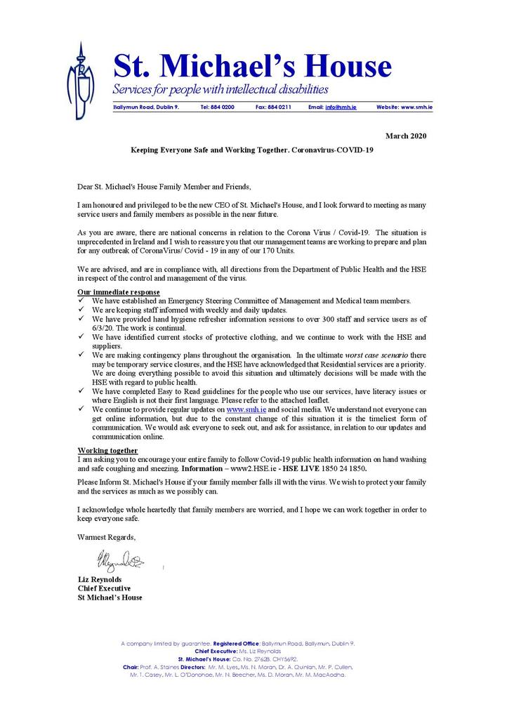 CEO to Families March 2020