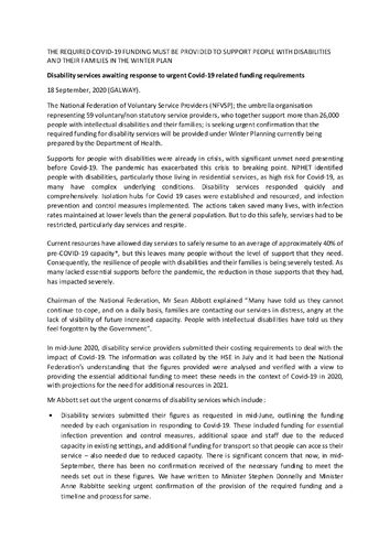 Press Statement_NFVSP_18 09 20 re COVID 19 Funding for Disability Services in the WInter Plan (005)