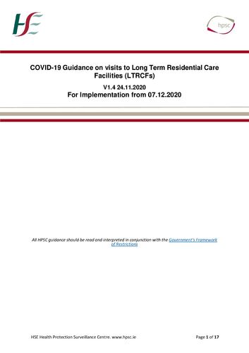 HSPC Guidance on visits to  from Community Housing Units for People with Disabilities