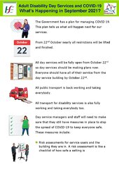 Adult Disability Day Services - Whats Happening September 2021 Easy Read