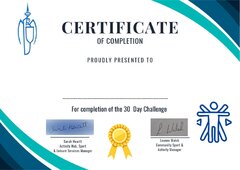 Teal Blue Modern Elegant Achievement Certificate