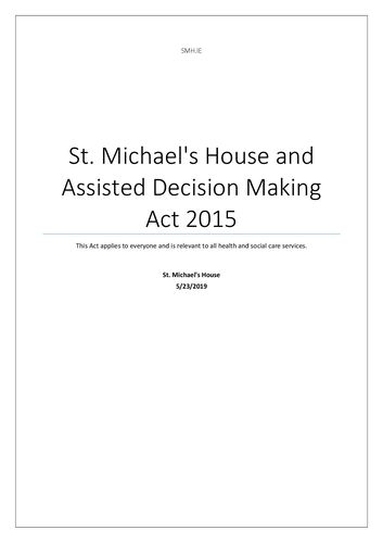 Publication cover - Assisted Decision Making and Capacity Act SMH
